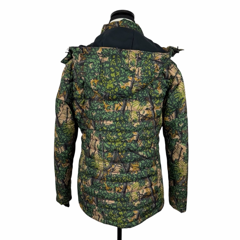Bushlan Camo Insulated Puffer Jacket S Hooded Hunting Coat Woodland Leaf Print - Picture 6 of 14